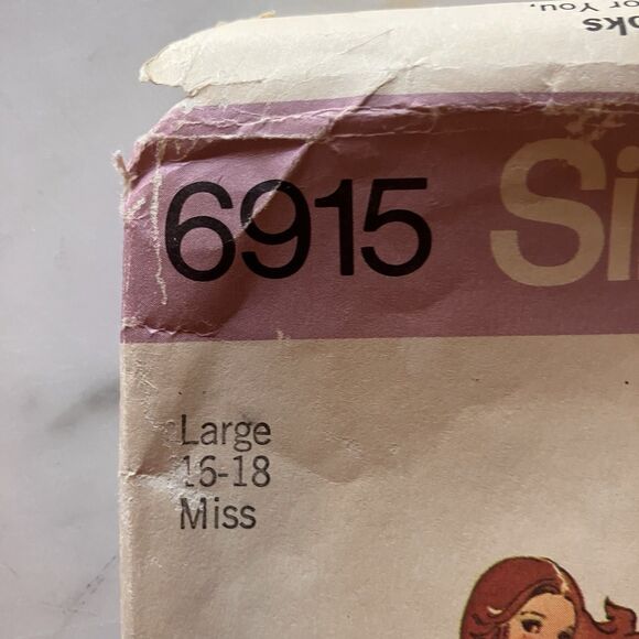 Vintage Simplicity Pattern 6915 Misses Back-wrap Apron Dress 3 Lengths Sz 16-18 - Picture 2 of 6